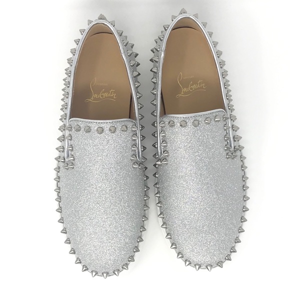 Brand New Christian Louboutin Pik Boat Flat Silver - Picture 3 of 7